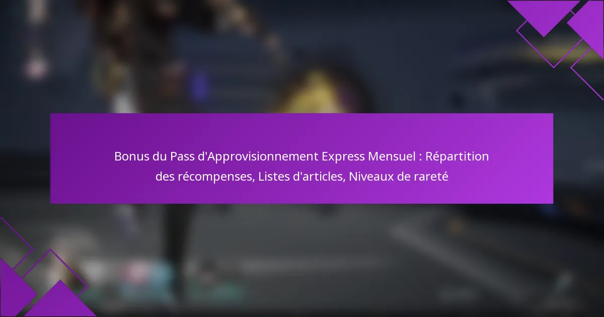 Bonus du Pass d’Approvisionnement Express Mensuel : Répartition des récompenses, Listes d’articles, Niveaux de rareté